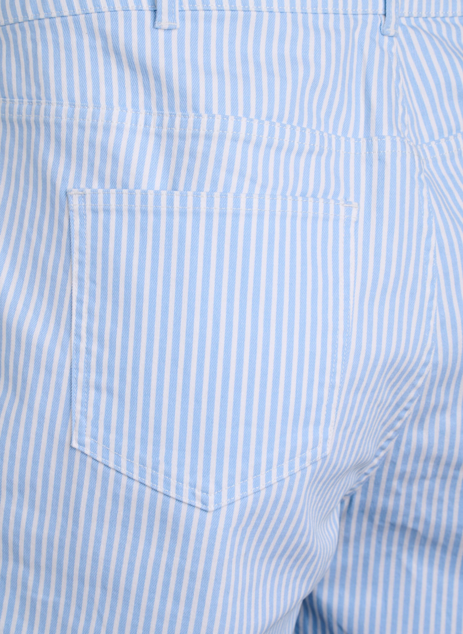 Zizzi Gestreepte bermudashorts met hoge taille, Blauw, Packshot image number 3