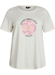 T-shirt met print, Vanille