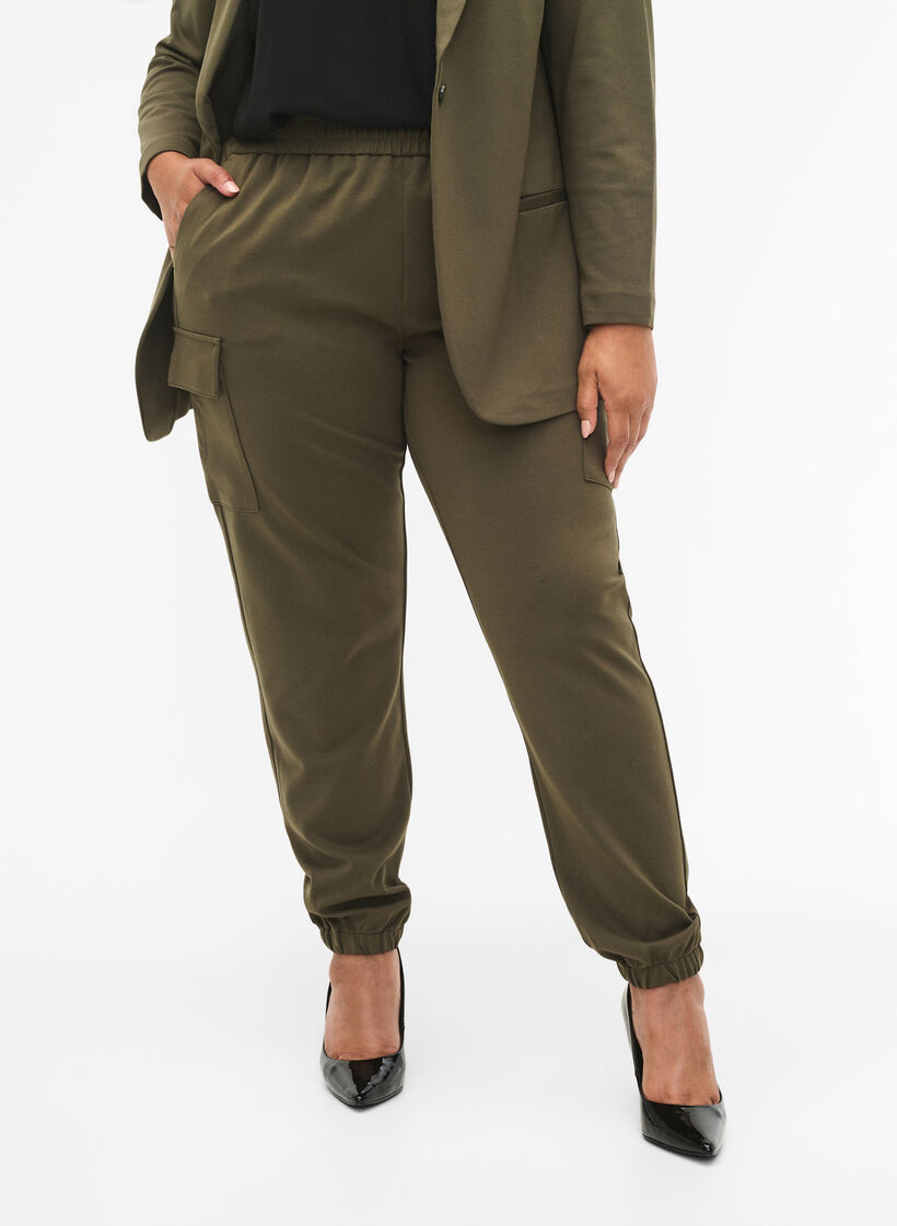 Cargo broek met elastische taille, Forest Night, Model image number 2