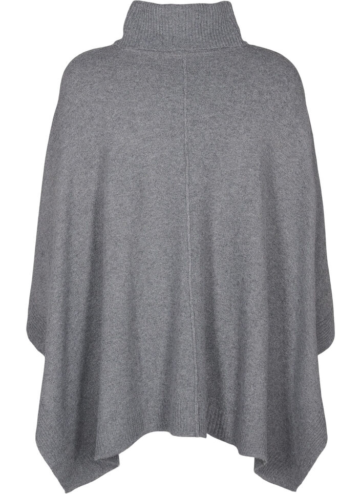 Poncho met hoge hals, Medium Grey Melange, Packshot image number 1