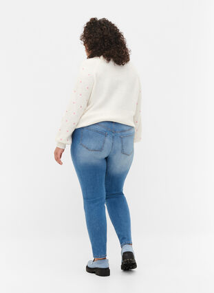 Emily jeans met slanke pasvorm en normale taille, Blue denim, Model image number 1