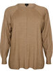 Gebreide top met ronde hals en ingebreid patroon, Beige, Packshot image number 0