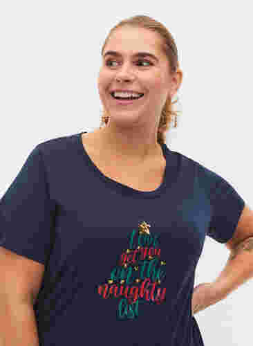 Kerst t-shirt in katoen, Navy Blazer Text, Model image number 2