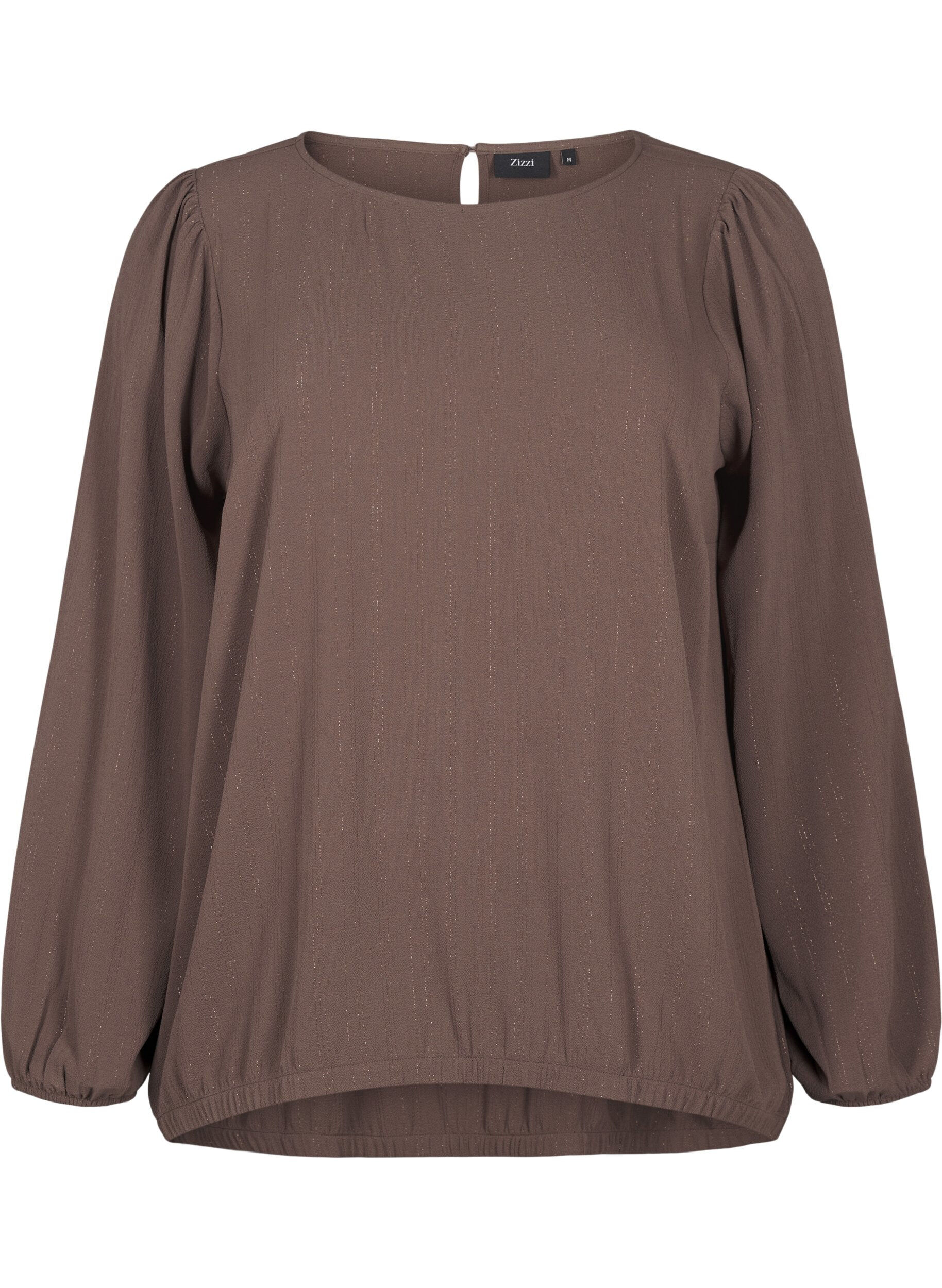 Zizzi Blouse met zilveren glitter, Bruin, Packshot image number 0