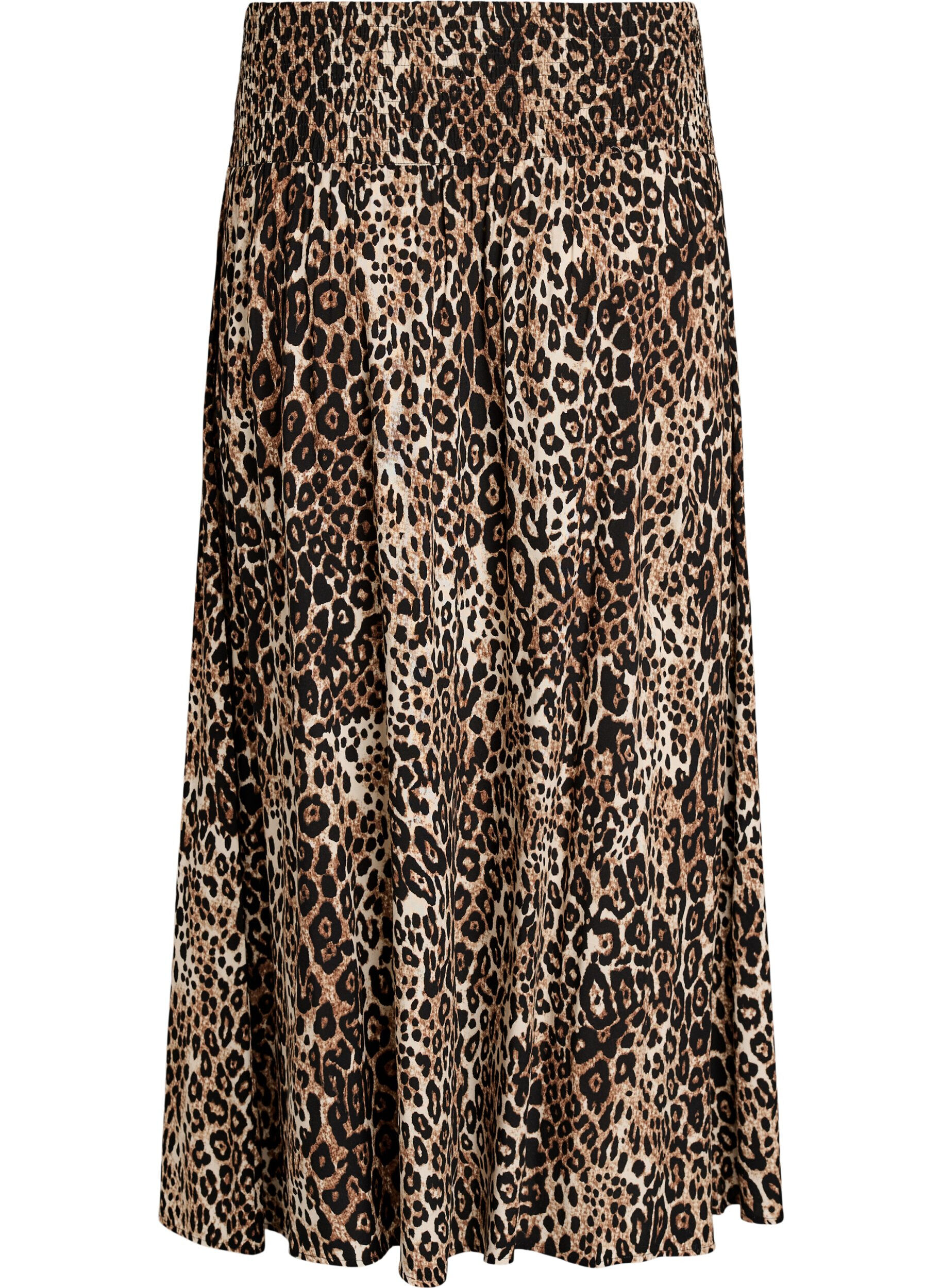 Zizzi Viscose maxi-rok met smock, Bruin, Packshot image number 1