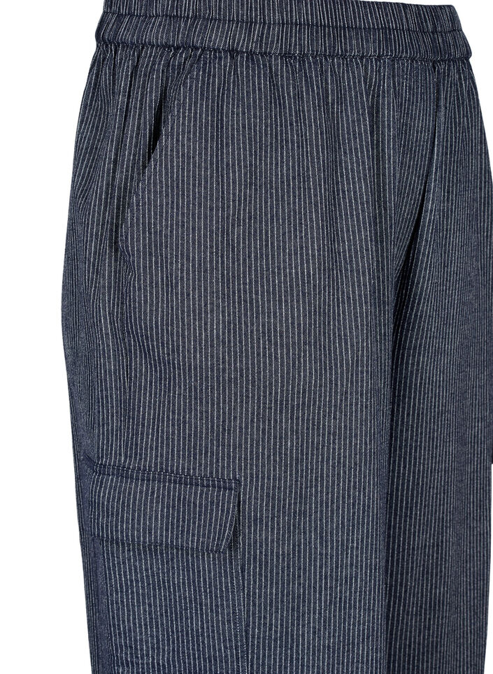 Katoenen cargo broek met krijtstrepen, Dark Blue Stripe, Packshot image number 2