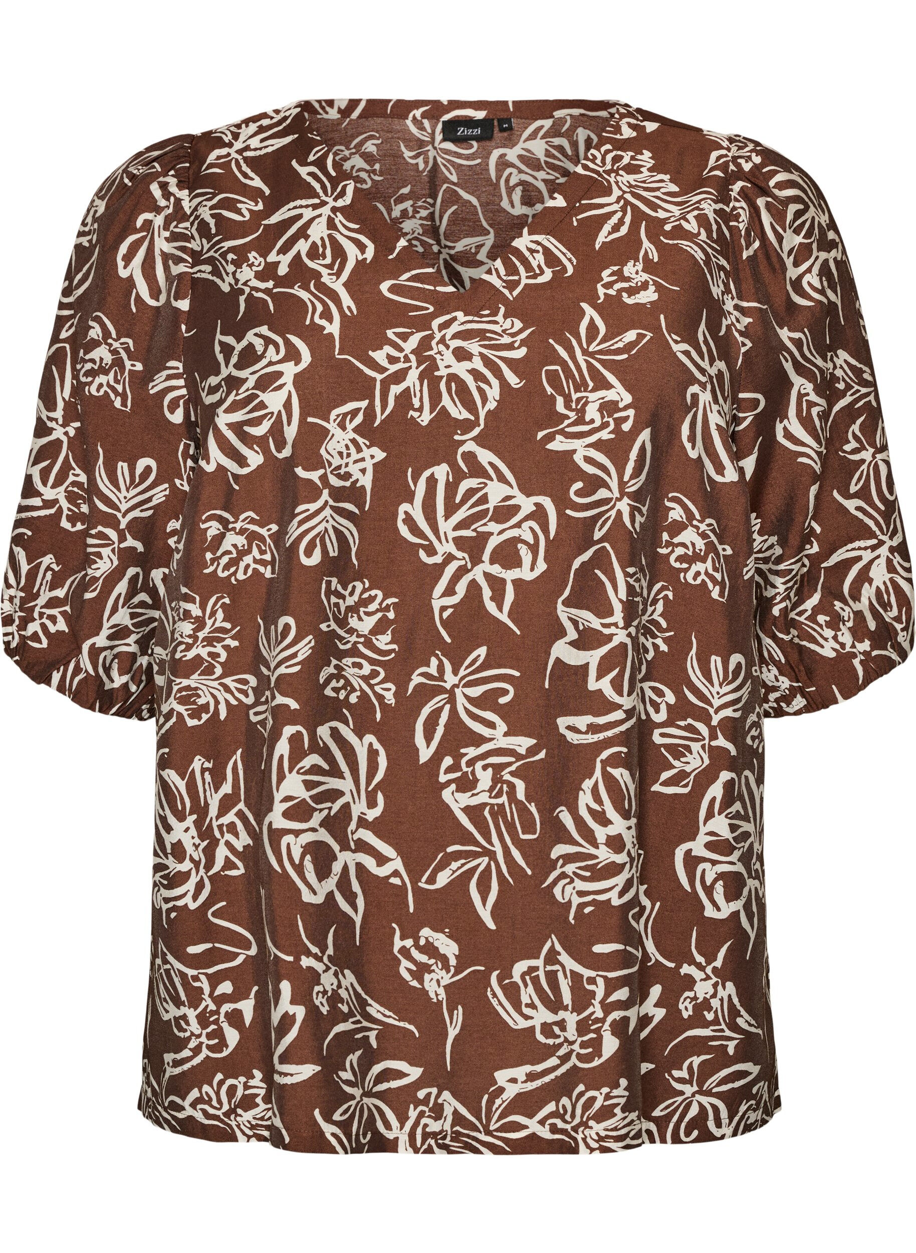 Viscose blouse met V-hals
