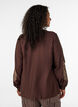 Viscose shirt met geborduurde mouwen, Bruin, Model image number 2
