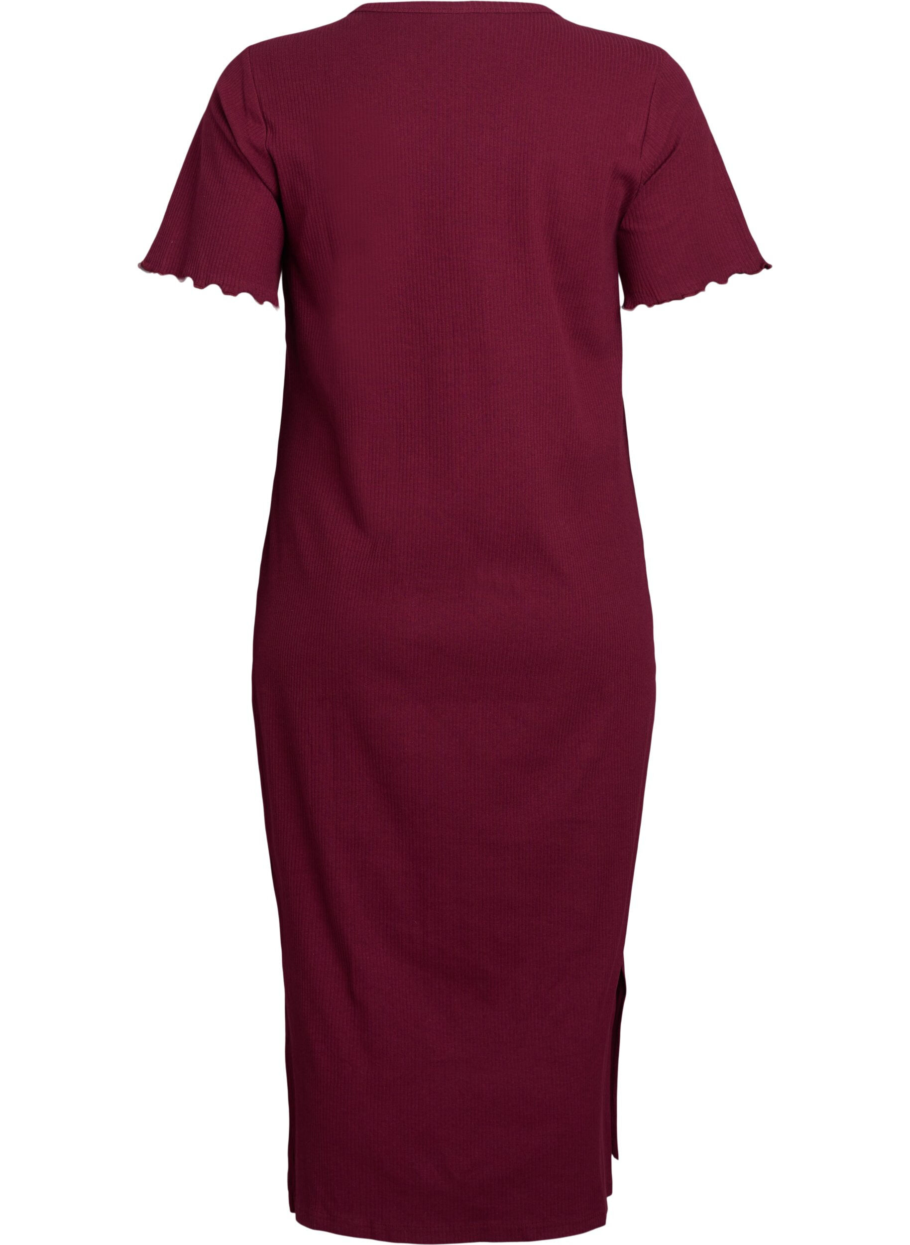 Zizzi Maxi jurk in jersey met korte mouwen, Donker Bordeaux, Packshot image number 1