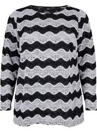 Gebreide blouse met golfpatroon, Black Stripe