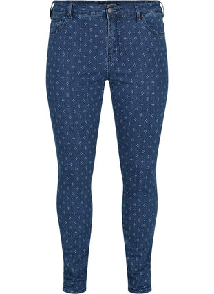 Super slim Amy jeans met printdetails, Dark blue, Packshot image number 0
