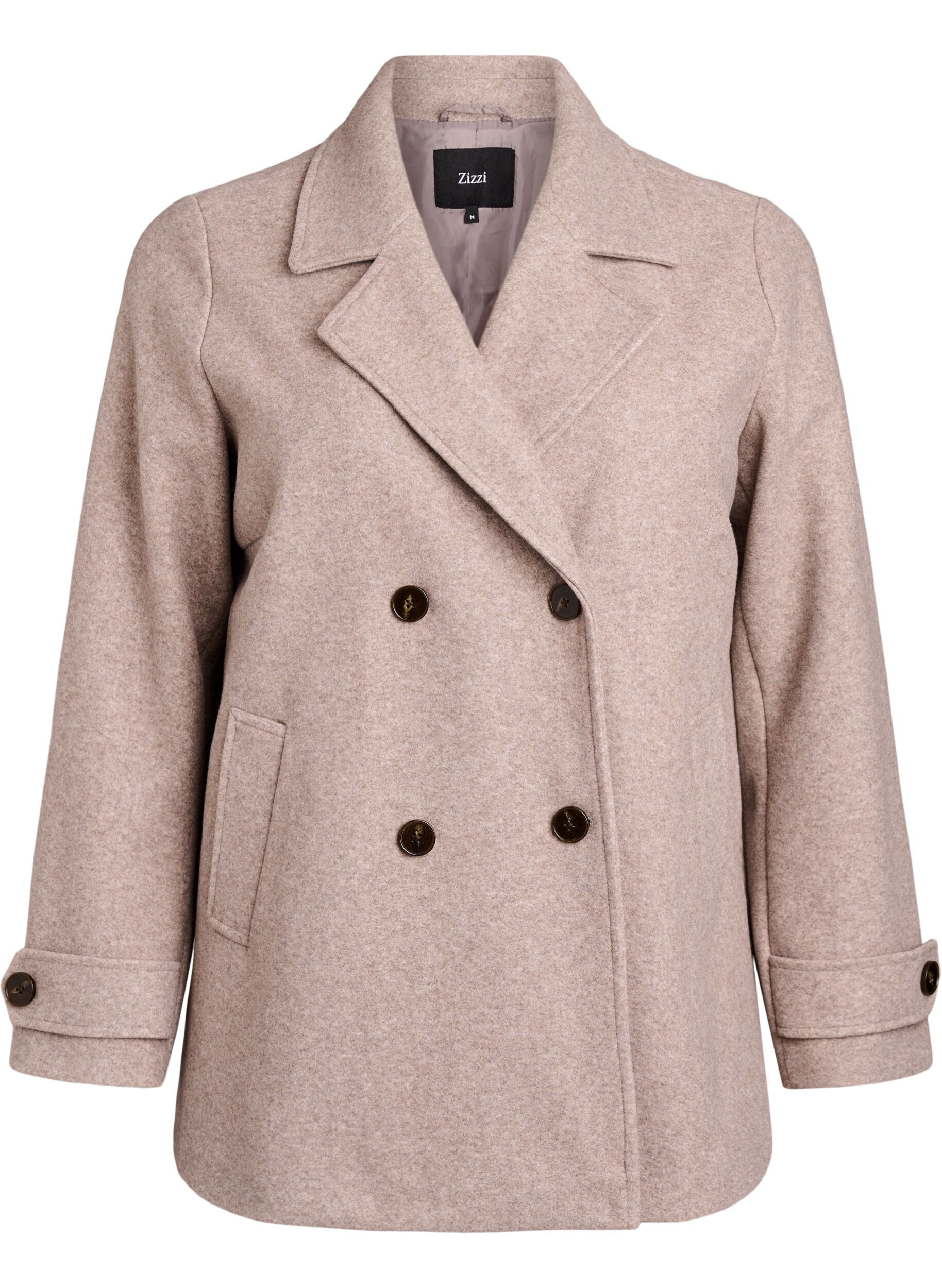 ZizziKorte jas met dubbele knoopsluiting, Beige, Packshot image number 0