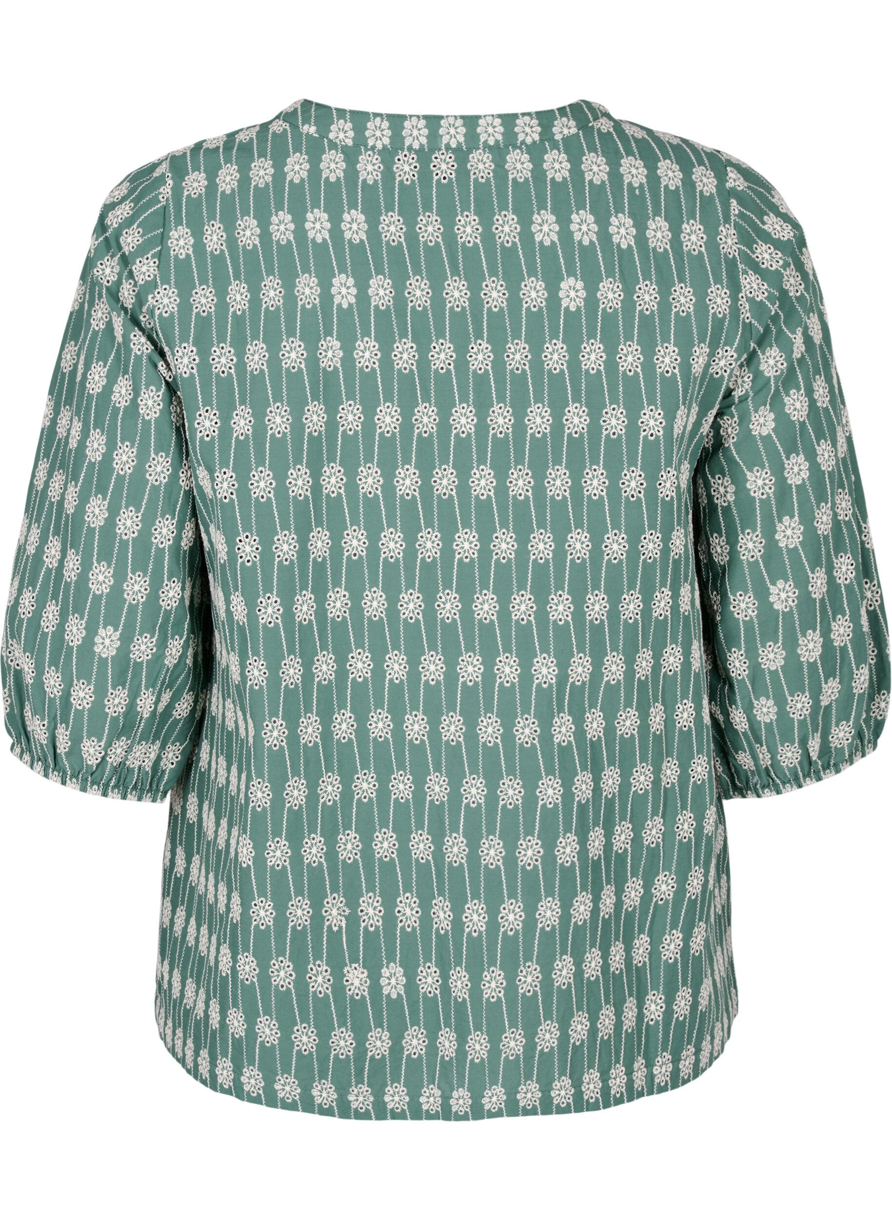 Zizzi Katoenen overhemdblouse met bloemenpatroon, Dark Forest, Packshot image number 1