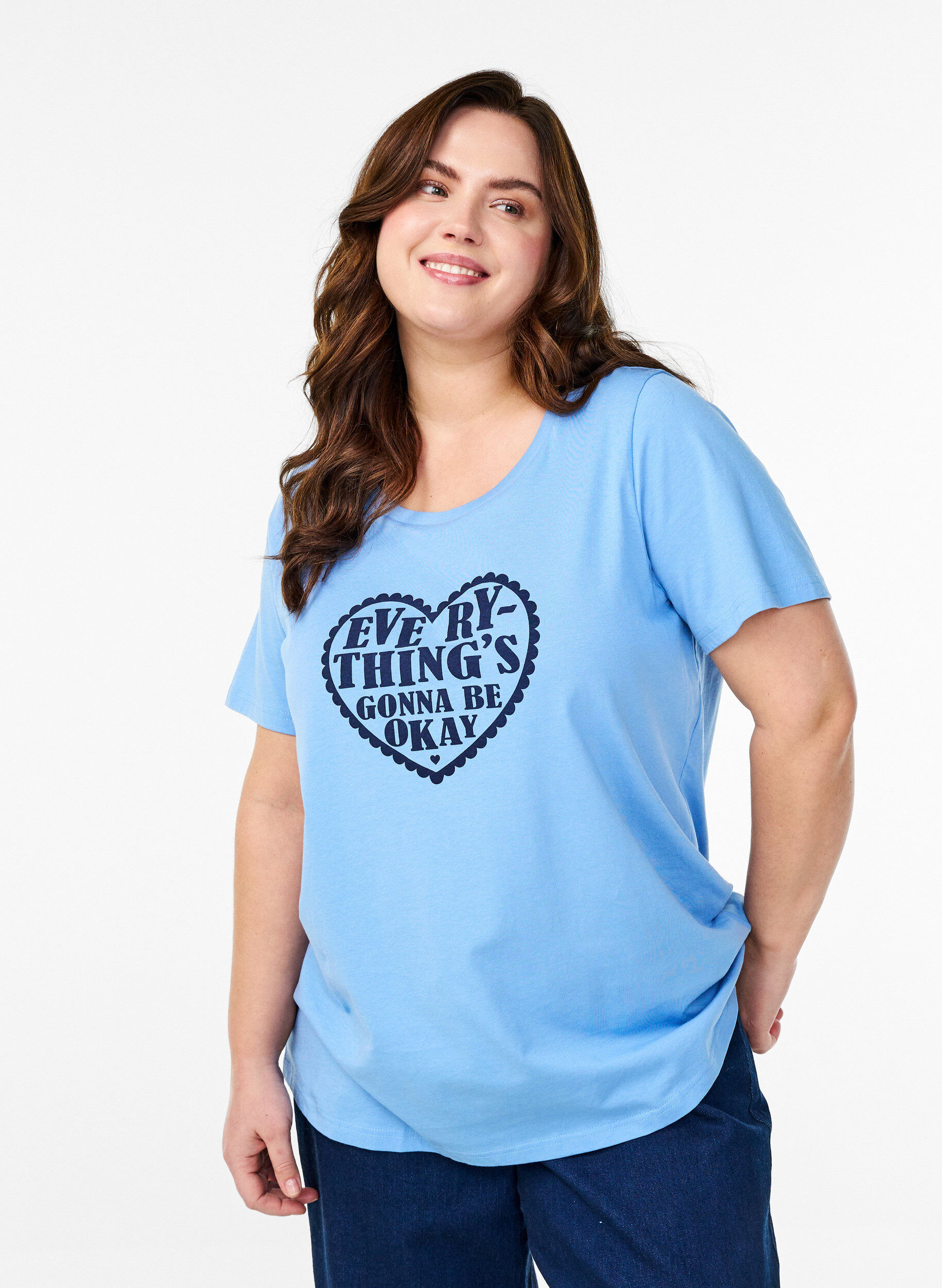 Zizzi Katoenen T-shirt met motief, D.R.Blue w. Every, Model image number 0
