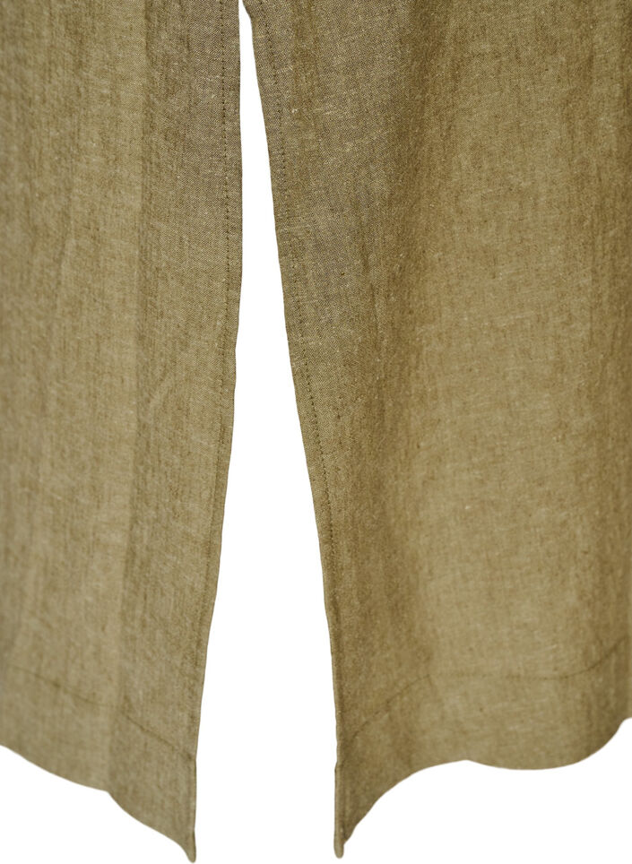 Midi-jurk in linnen en viscose met 1/2 mouwen, Groen, Packshot image number 3