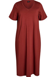 Midi T-shirt jurk met V-hals, Rood