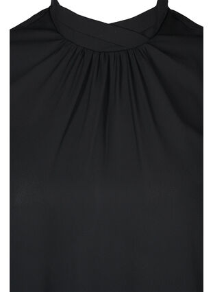 Blouse met hoge hals en lange, doorschijnende mouwen, Black, Packshot image number 2