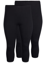 FLASH - 2-pack 3/4 katoenen leggings, Black / Black