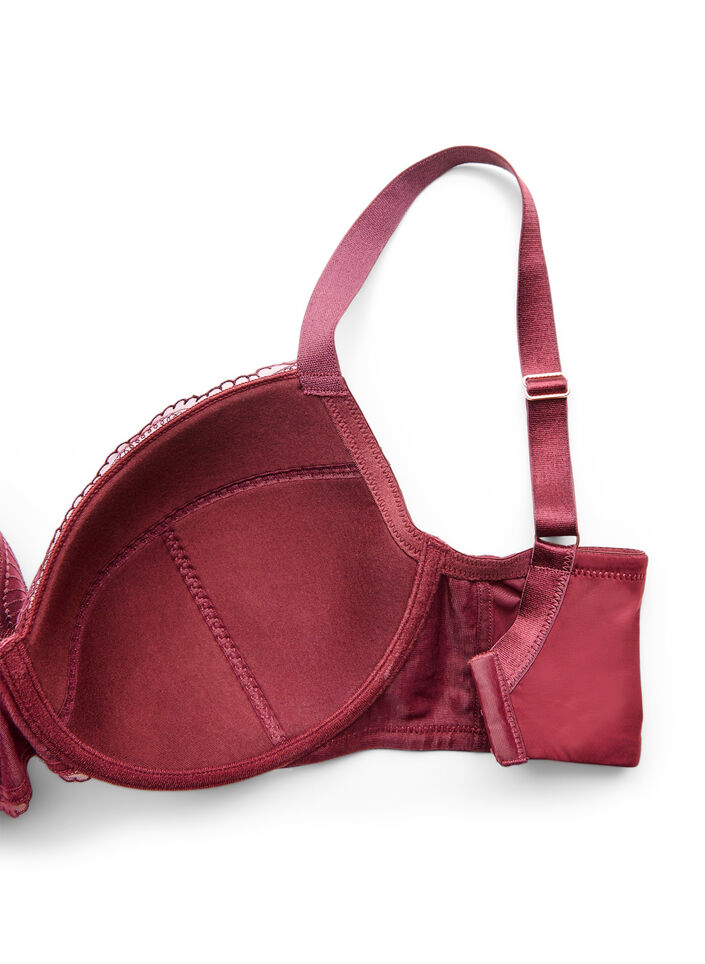 Voorgevormde beugel-bh met kant en U-rug, Rood, Packshot image number 3