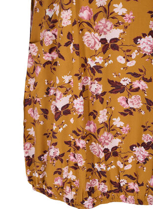 Viscose jurk met print en korte mouwen , Yellow Flower, Packshot image number 3