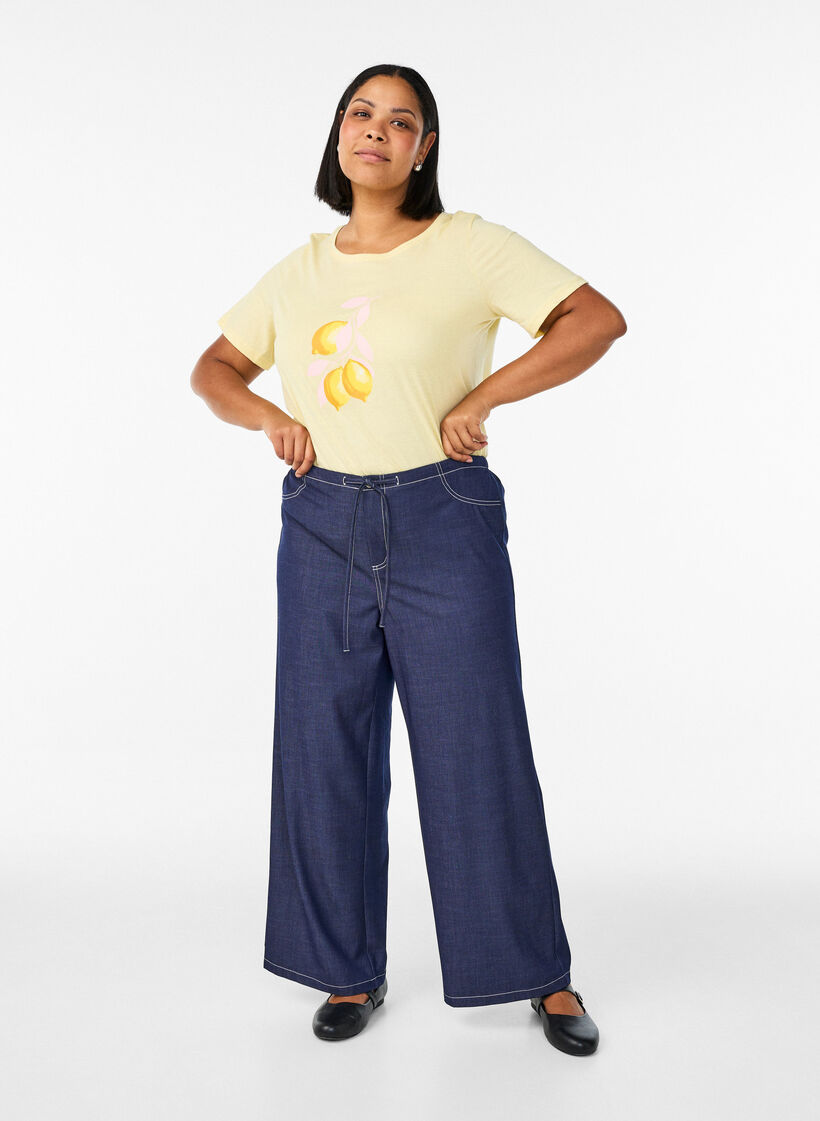 T-shirt met print, Geel, Model image number 1