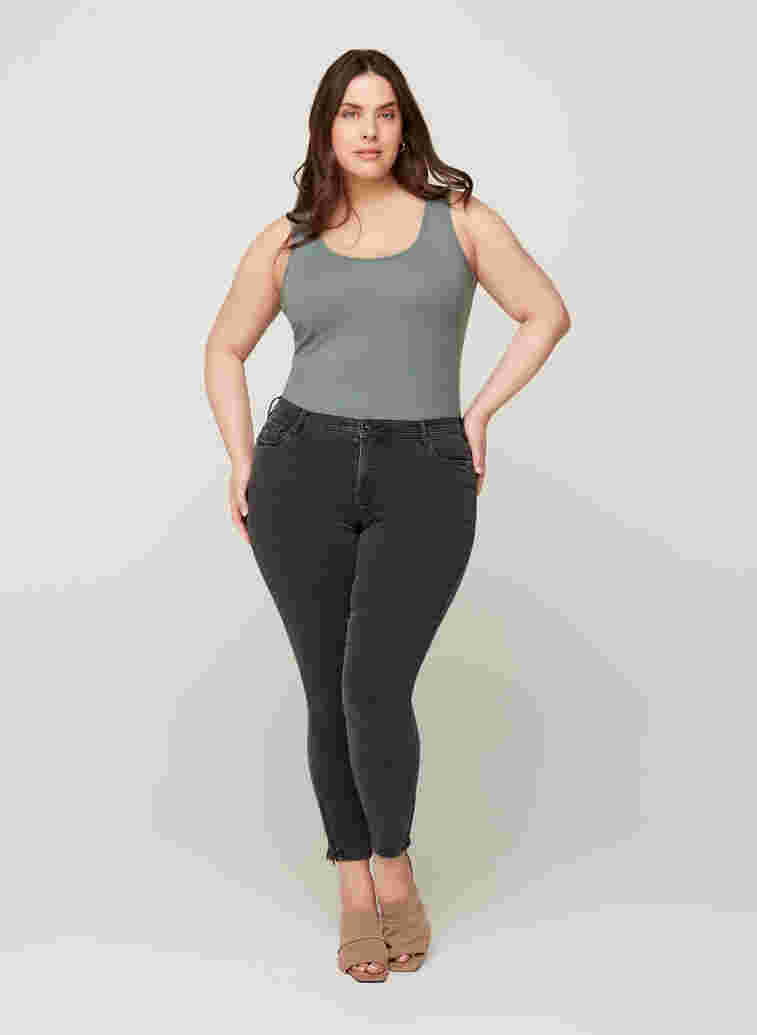 Cropped Amy jeans met rits, Grey Denim, Model image number 0