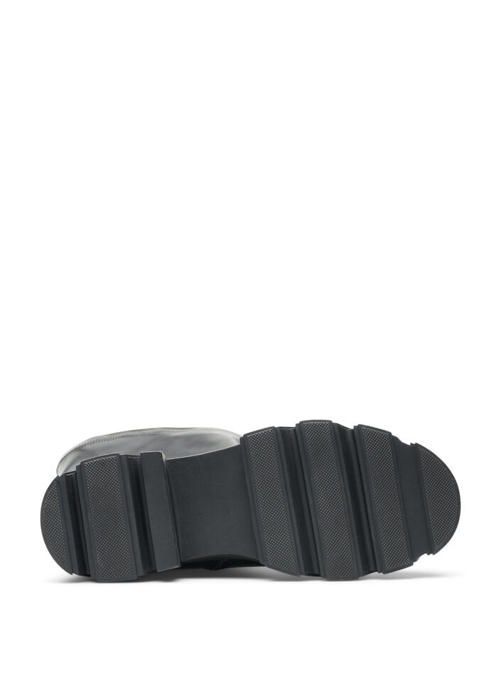 Lange laars van imitatieleer met een grove zool, Zwart, Packshot image number 4