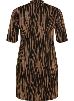Gedessineerde jurk met glitter en korte mouwen, Black w. Copper, Packshot image number 1