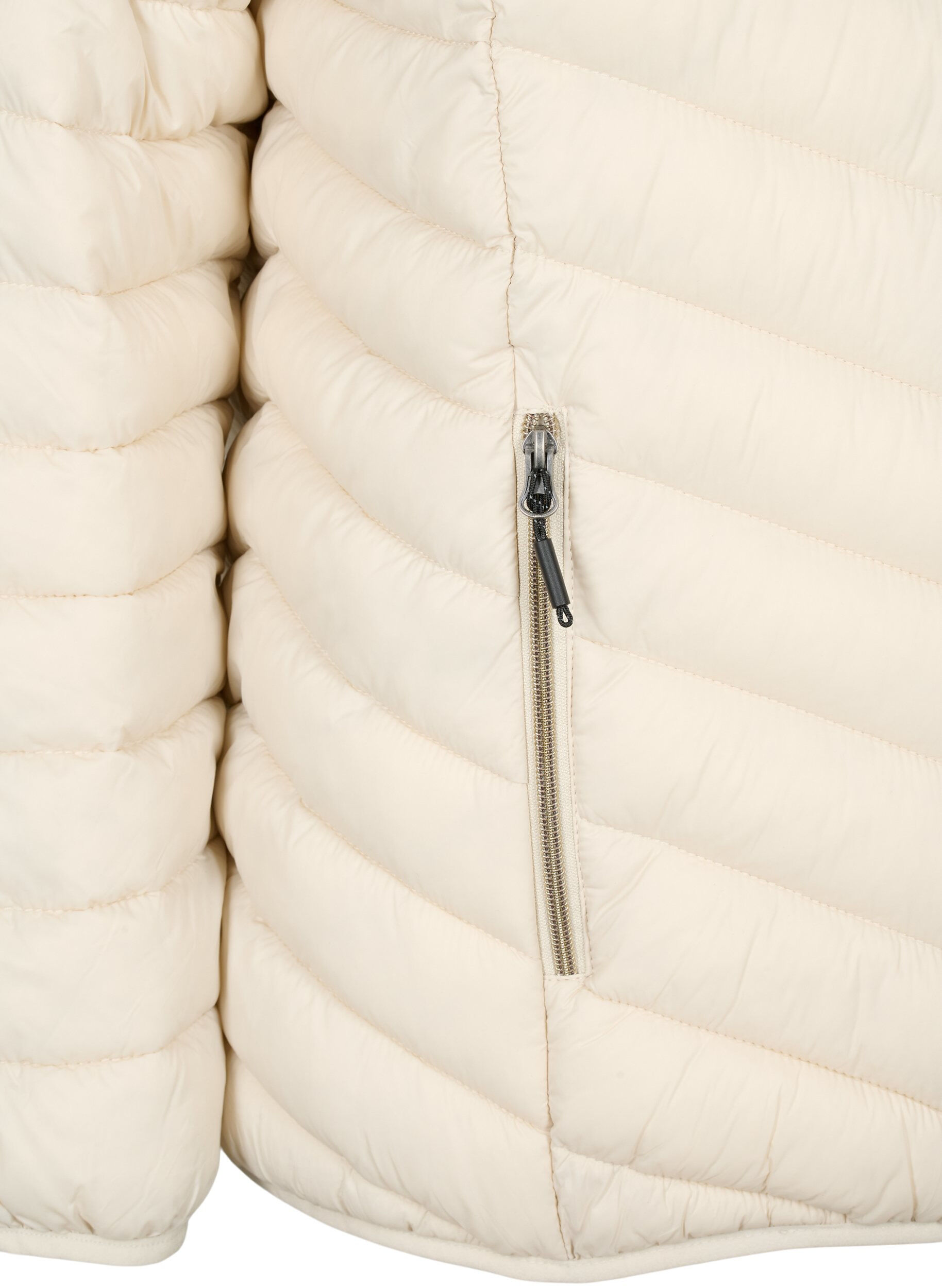 Zizzi Gewatteerd lichtgewicht jack met capuchon, Beige, Packshot image number 3