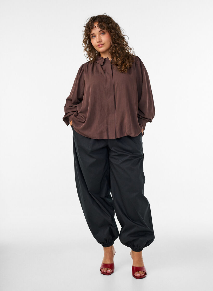 Shirt met ballonvorm en onzichtbare ritssluiting, Bruin, Model image number 1