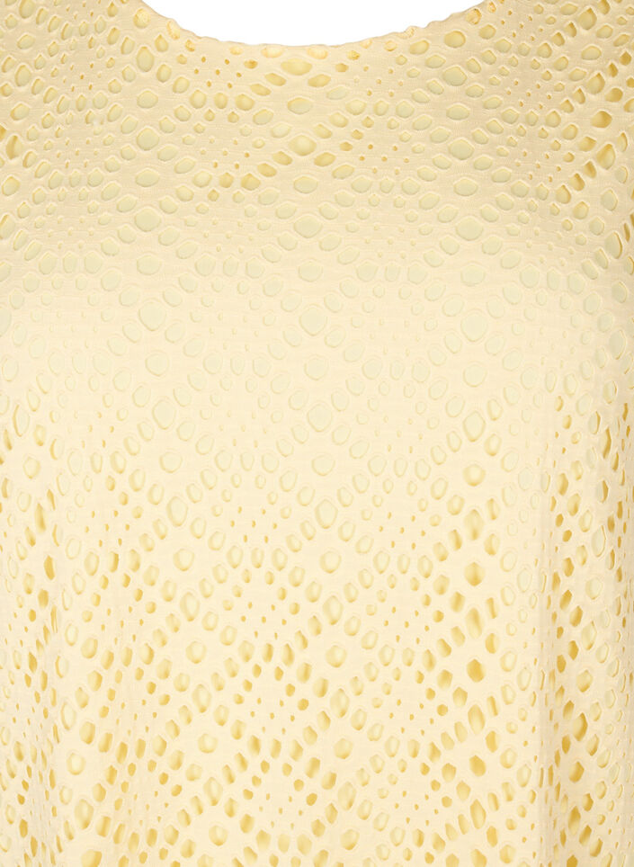 Knie-lange jurk met oogjespatroon en korte mouwen, Geel, Packshot image number 2