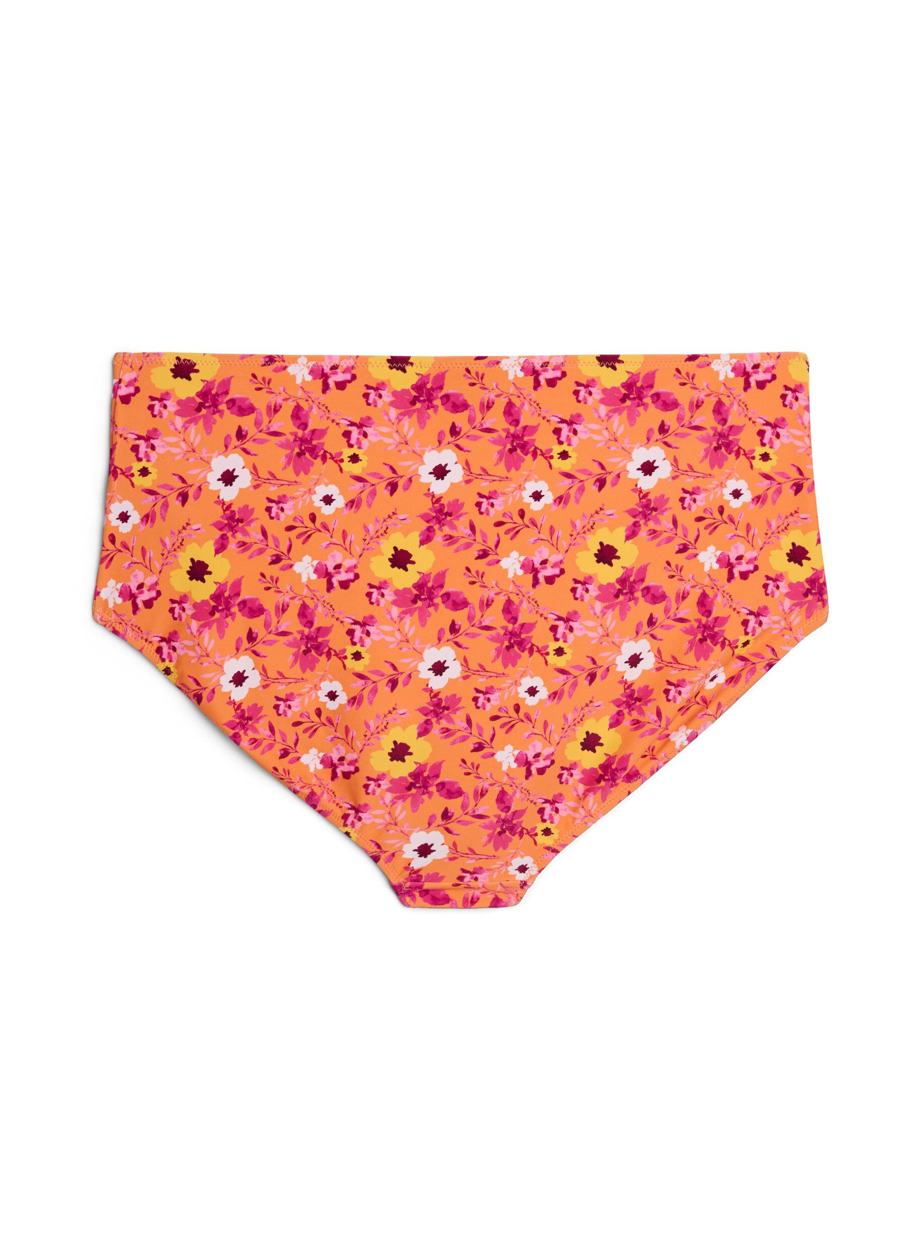 Zizzi Hoge taille bikinibroekjes met patroon, Oranje, Packshot image number 1