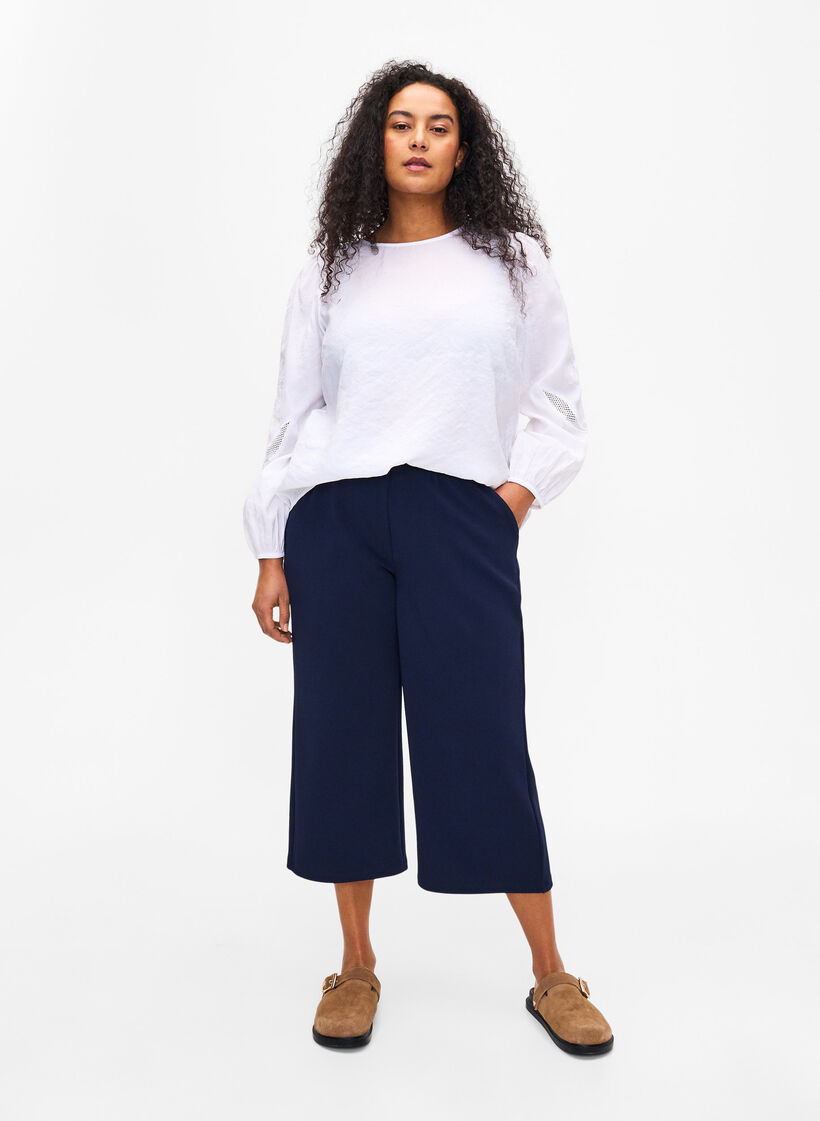 Losse broek met 7/8 lengte, Blauw, Model image number 0