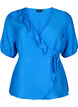 Wikkelblouse van viscose met korte mouw, Olympian Blue, Packshot image number 0