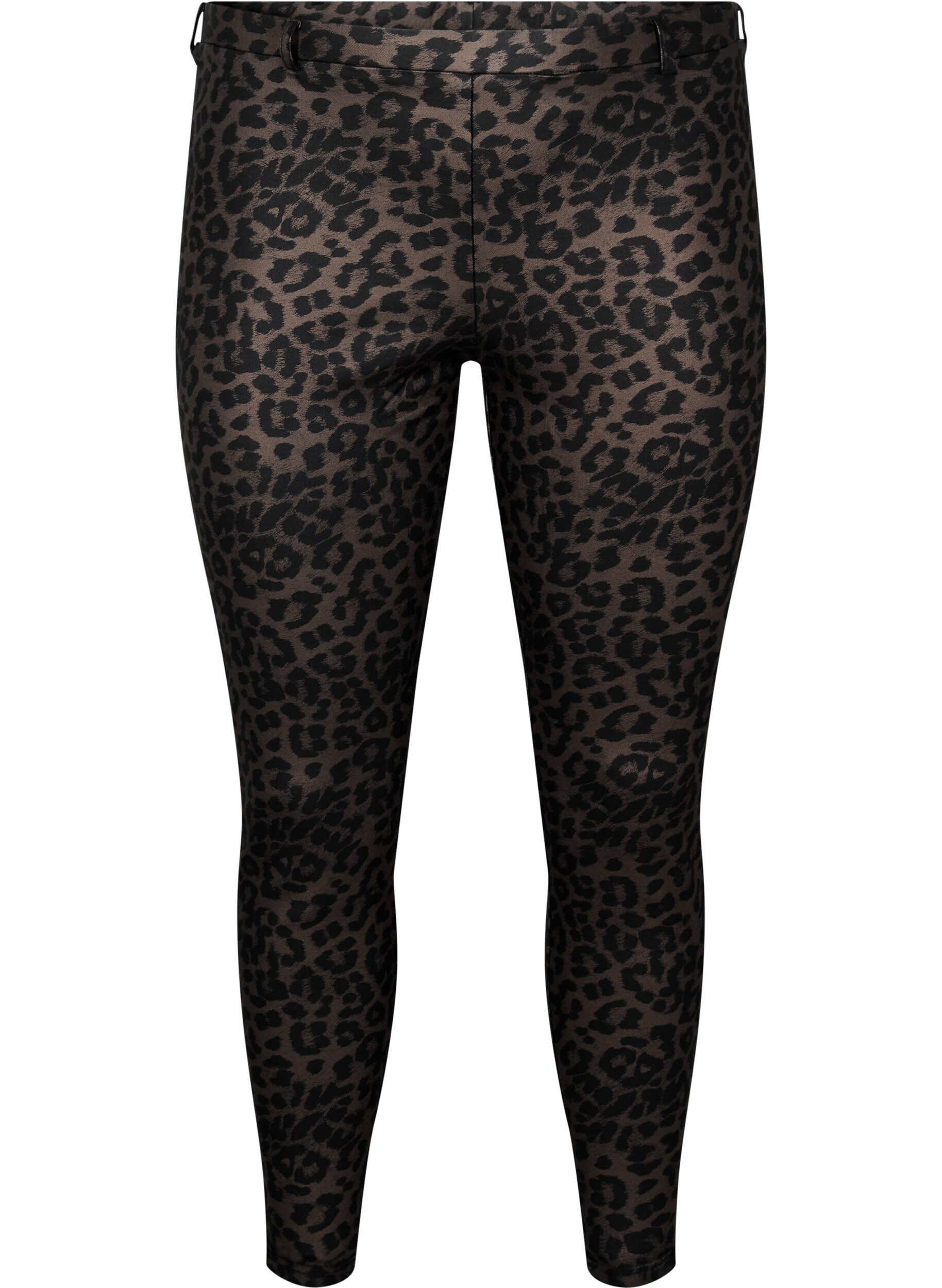 Zizzi Gecoate leggings met luipaardprint en gecropte lengte, Bruin, Packshot image number 0