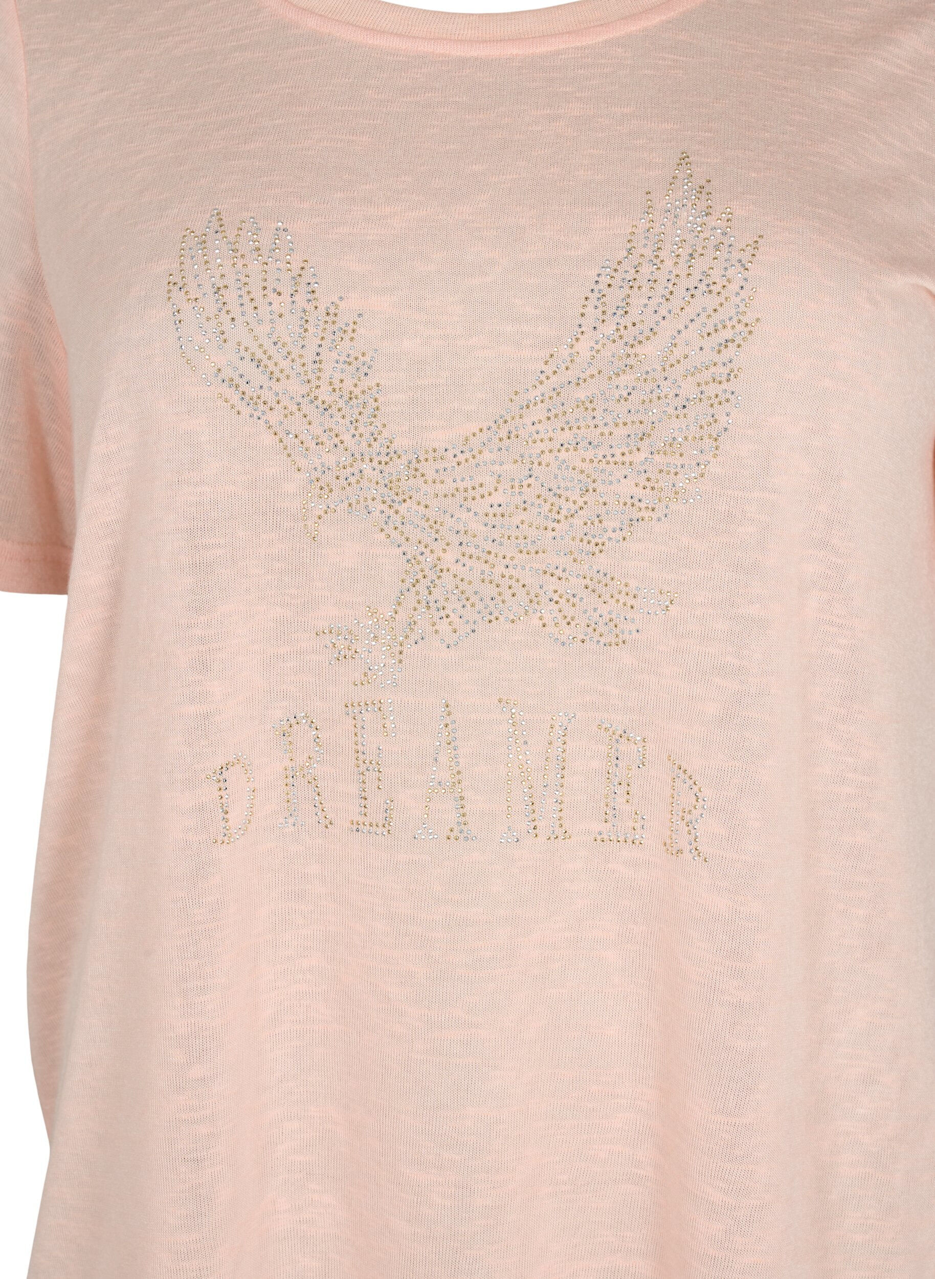 Zizzi T-shirt met klinknagels en ronde hals, Pale Blush, Packshot image number 2
