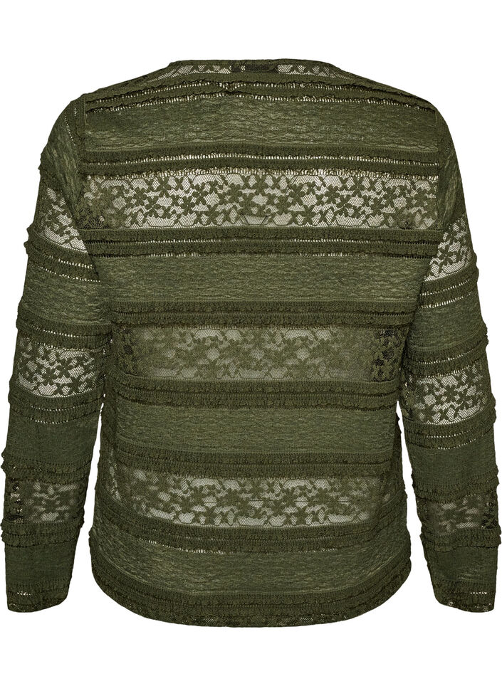 Kanten blouse met lange mouwen, Groen, Packshot image number 1