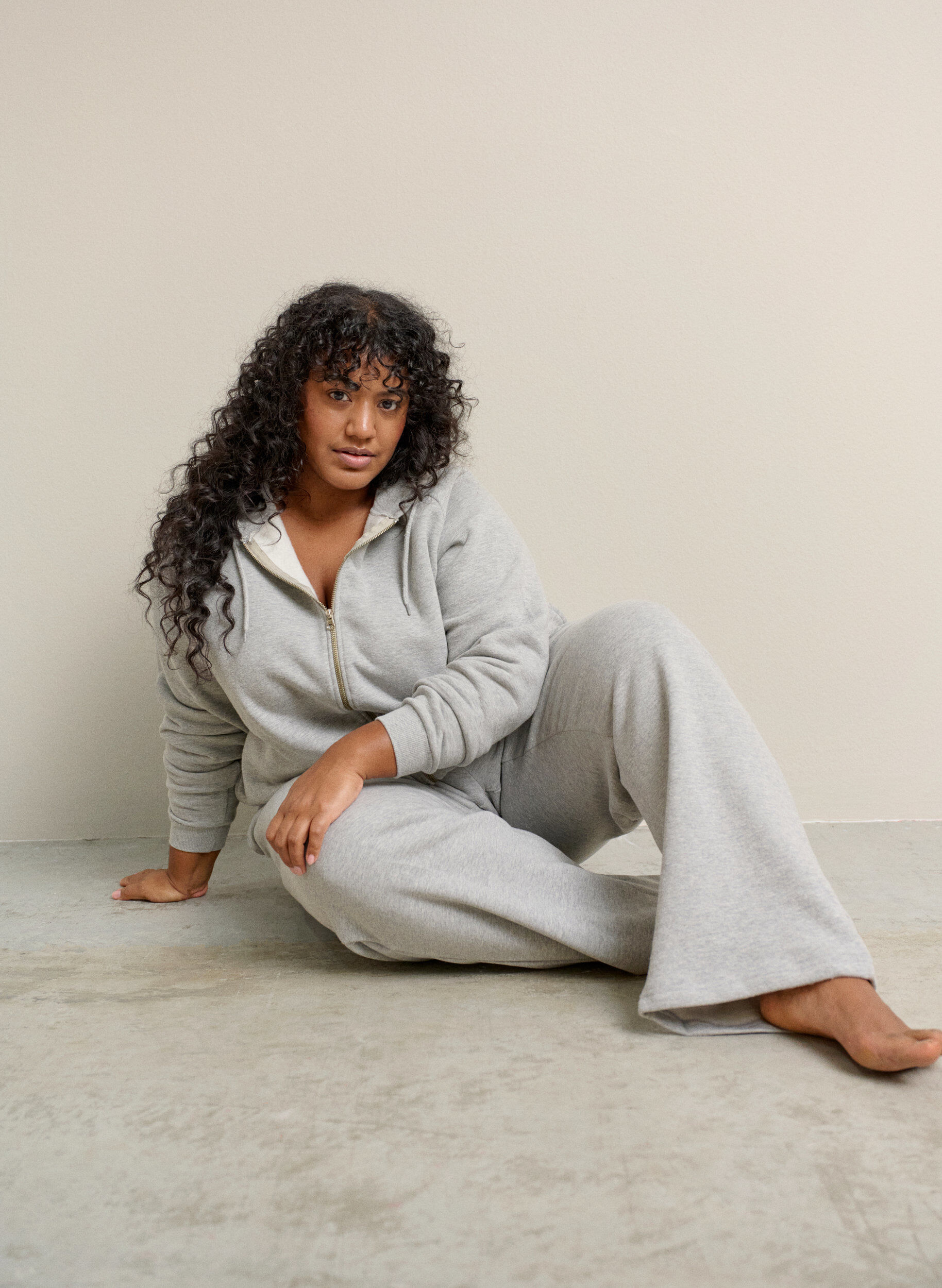 Zizzi Hoodie met rits, Grijs, Image image number 0