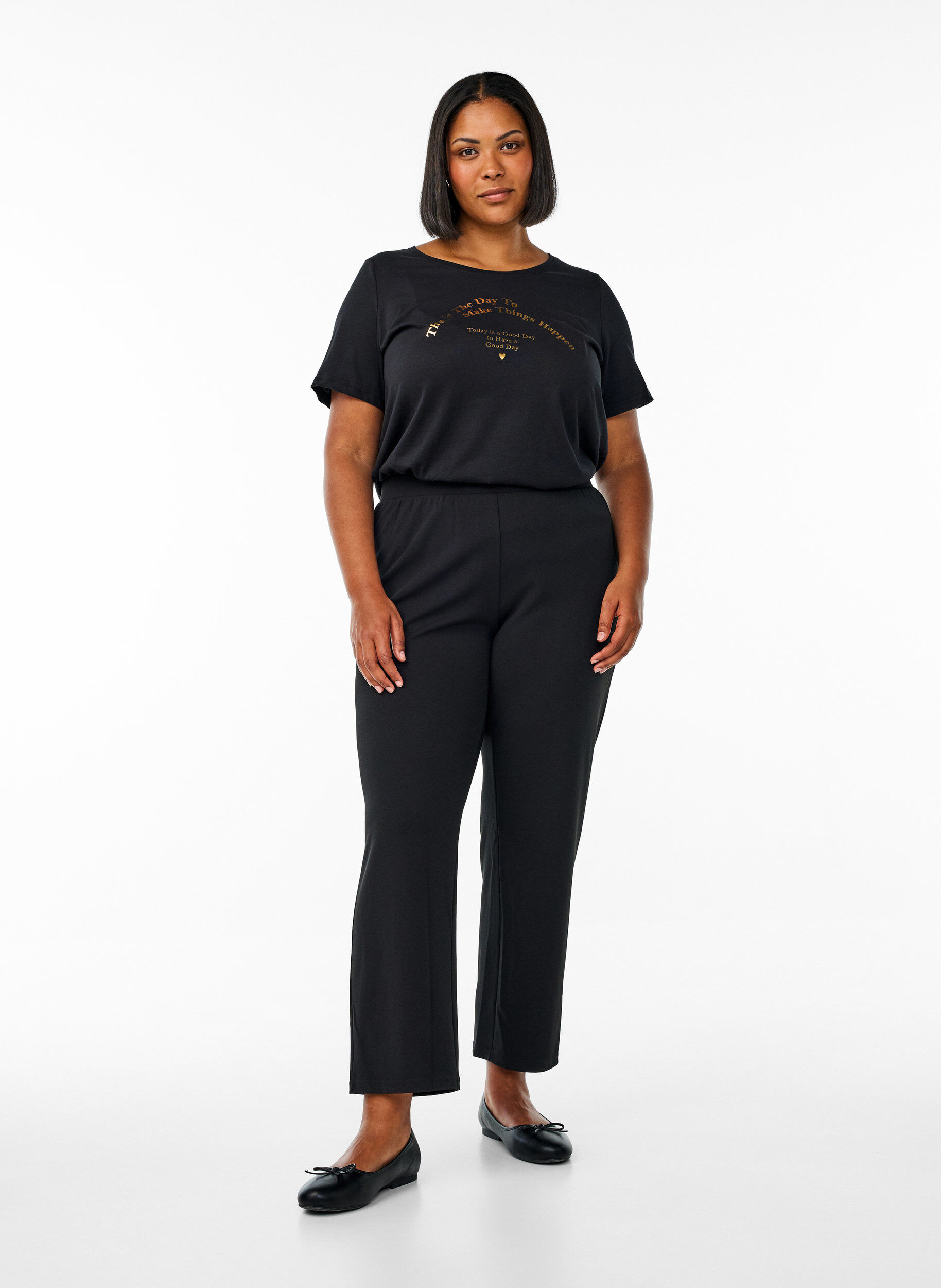 Zizzi FLASH - T-shirt met motief, Zwart, Model image number 1