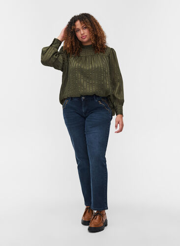 Slim fit Emily jeans met klinknagels, Dark blue, Model image number 0