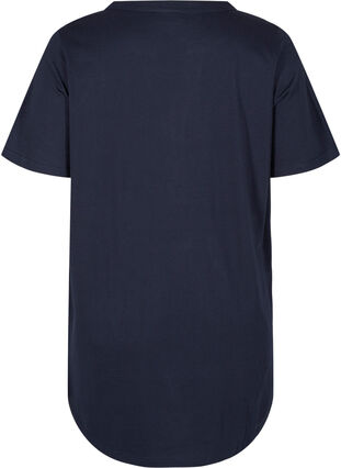 Katoenen t-shirt met v-hals en knopen, Night Sky, Packshot image number 1