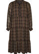Gecontroleerde midi-jurk met een rok in lagen, Bruin, Packshot image number 0