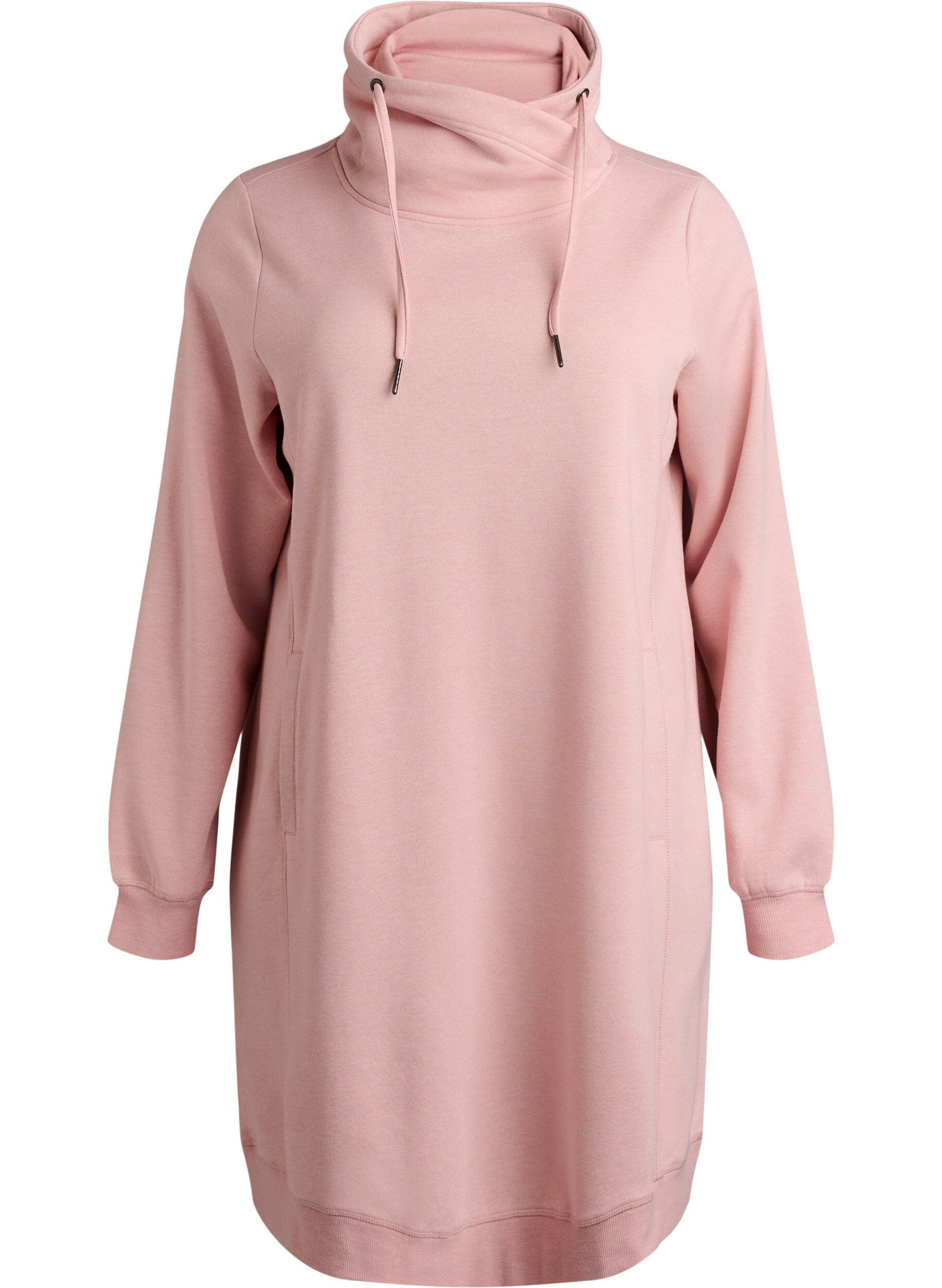 ZizziKort sweatshirt jurk met hoge kraag en zakken, Rood, Packshot image number 0