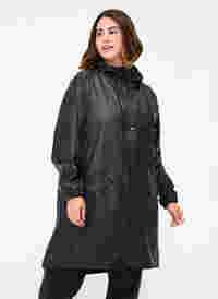 Regenjas met capuchon en knoopsluiting, Black, Model