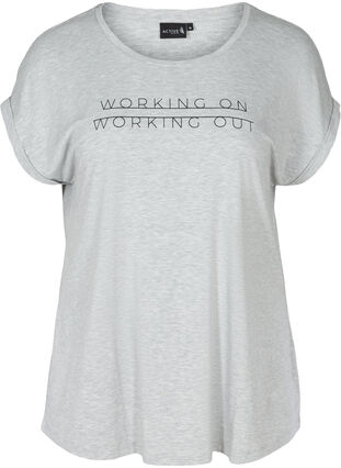 Trainings t-shirt met print en korte mouwen, Light Grey Melange, Packshot image number 0