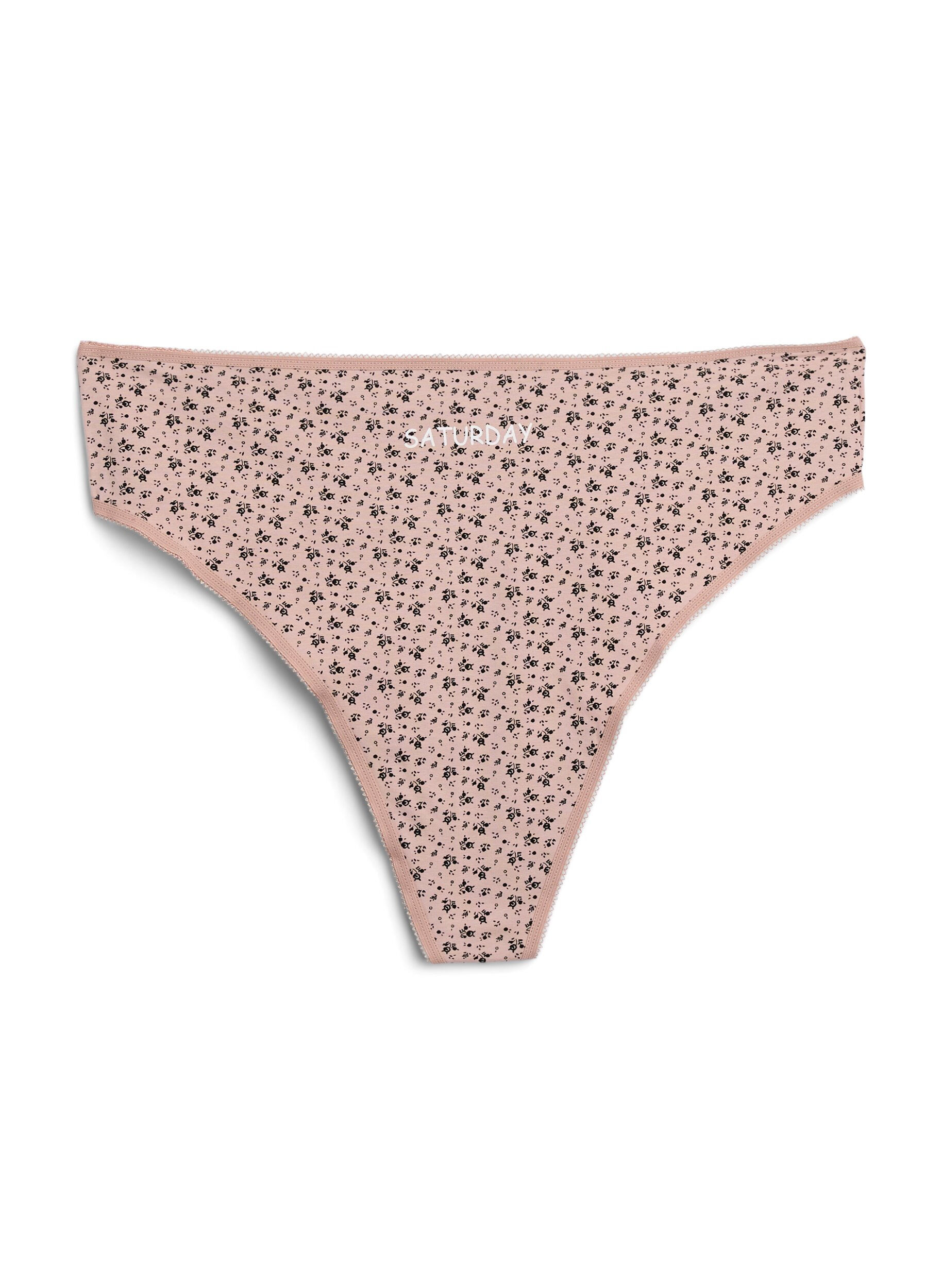 Zizzi 7-pack G-strings in katoen met weekdagen geprint, Roze, Packshot image number 2