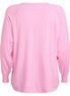 Gebreide blouse met ronde hals en gebreid patroon, Roze, Packshot image number 1