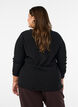 Blouse met structuur en golvende randen, Zwart, Model image number 2