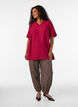 Tunic met ballonnenmouwen en een V-hals, Rood, Model image number 1