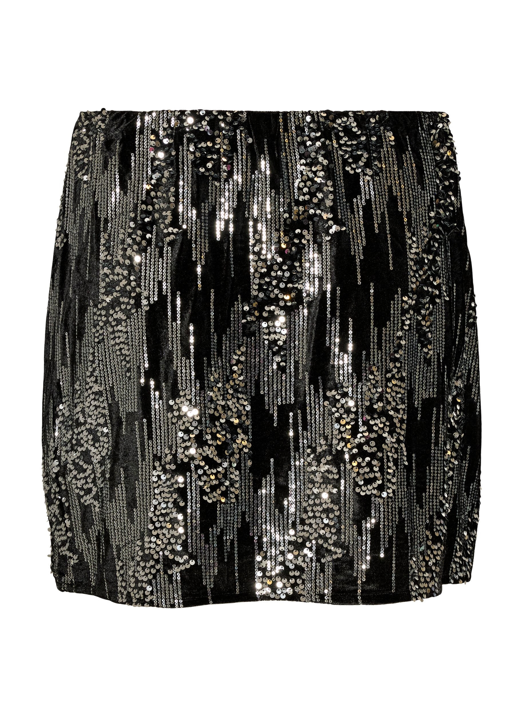 ZizziKorte rok met pailletten, Zwart, Packshot image number 1
